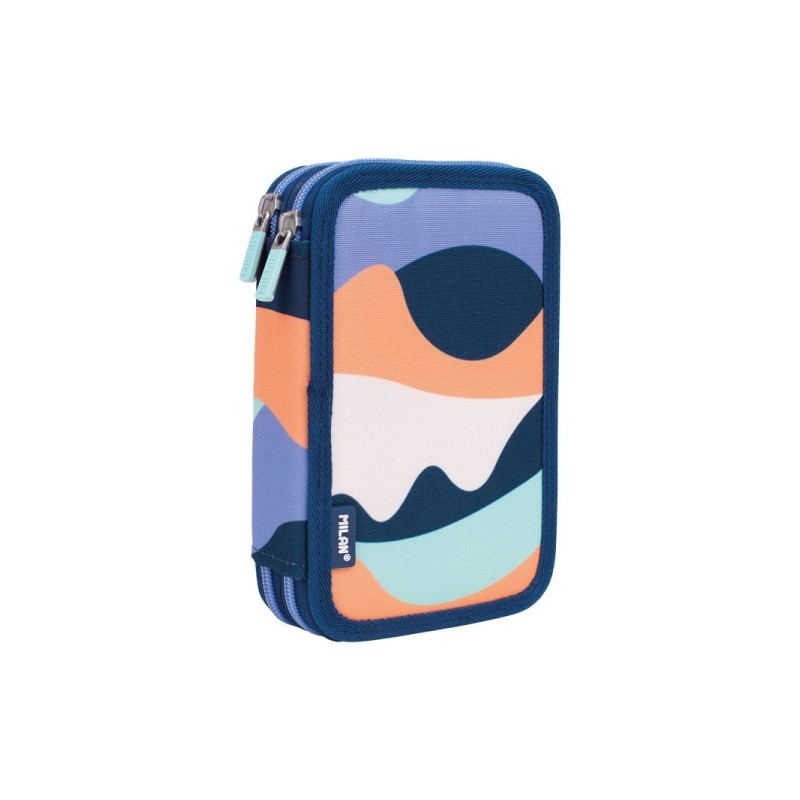 Trousse à crayons Milan The Fun à 2 niveaux avec 2 gommes, un taille-crayon, un crayon, un stylo capsule, une règle, 12 crayons