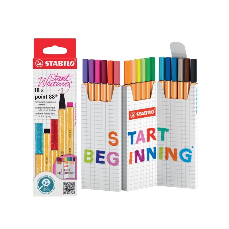 Marqueurs pointe fine 0,4 mm - Stabilo Point 88 - Pack de 18