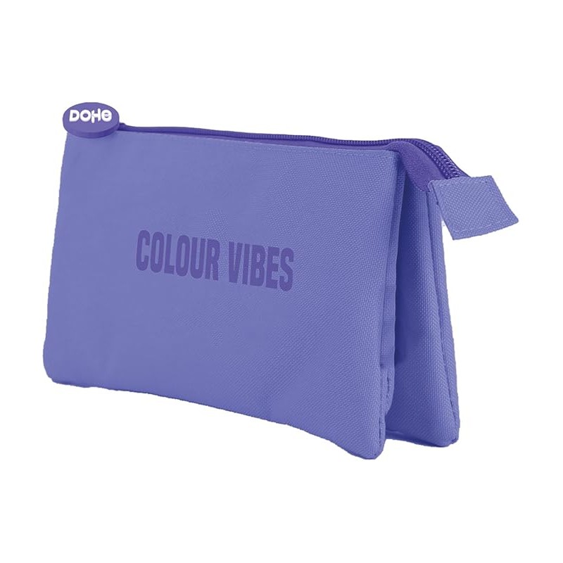 Trousse triple Dohe Colour Vibes - Fermeture à double glissière avec tirette en caoutchouc - Violet