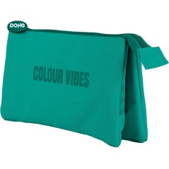 ✅ Trousse triple Dohe Colour Vibes - Fermeture à double glissière avec tirette en caoutchouc - Vert couleur ve en stock
