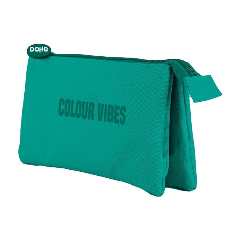 Trousse triple Dohe Colour Vibes - Fermeture à double glissière avec tirette en caoutchouc - Vert