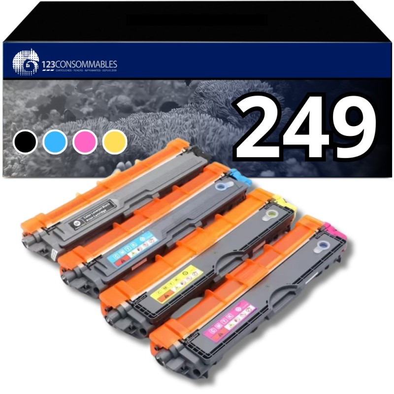 Pack de 4 Toners Compatibles Brother TN-249 – Noir, Cyan, Magenta, Jaune