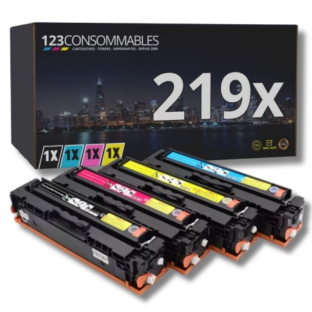 ✅ Pack 4 Toners compatible HP 219X/219A, 4 couleurs couleur pack en stock