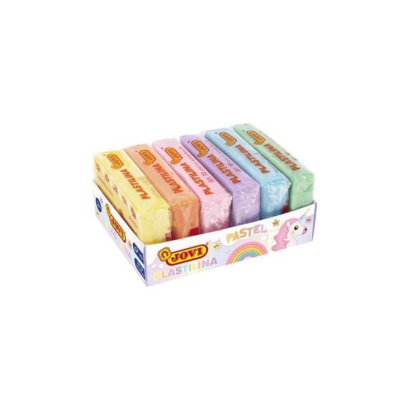 Jovi Pack de 6 tablettes de pâte à modeler 50 g - 100 % végétale - Très malléable - Ne sèche pas - Couleurs miscibles