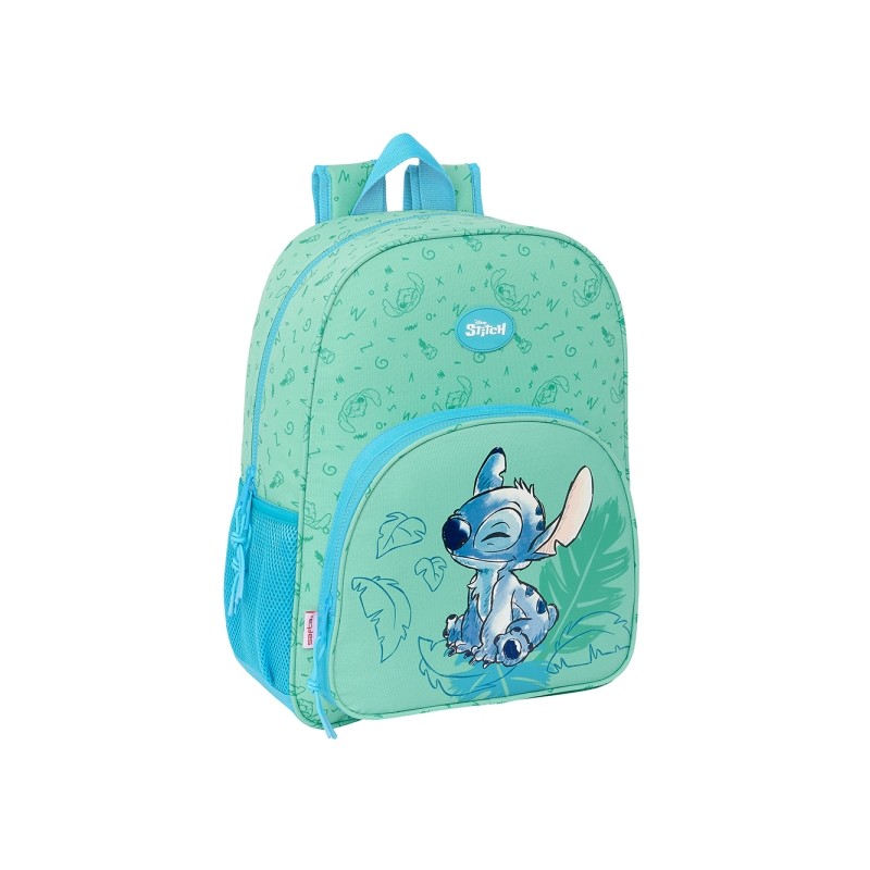 Sac à dos Safta Stitch Aloha - Compatible avec les chariots - Dragonne - 33 x 42 x 14 cm - Vert