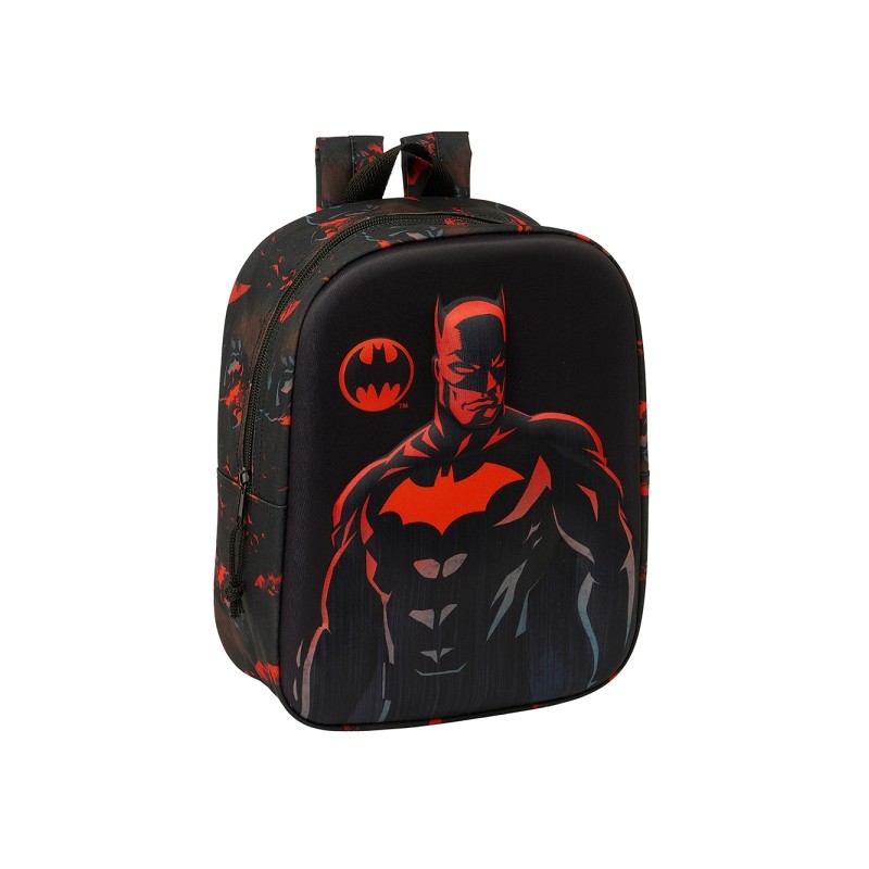 Sac à dos maternelle Safta Batman 3D - Poignée - Compartiment principal zippé - 22 x 27 x 10 cm - Noir