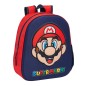 Sac à dos Safta Super Mario 3D - Dragonne - Porte-bouteille latéral - 27 x 33 x 10 cm - Rouge et bleu