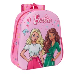 ✅ Sac à dos Safta Barbie 3D - Poignée - Porte-bouteille latéral - 27 x 33 x 10 cm - Rose couleur Rosa en stock