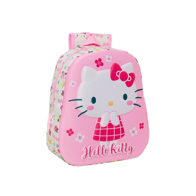Sac à dos 3D Safta Hello Kitty - Dragonne - Porte-bouteille latéral - 27 x 33 x 10 cm - Rose