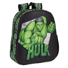 ✅ Sac à dos Safta Hulk 3D - Dragonne - Porte-bouteille latéral - 27 x 33 x 10 cm - Noir/Vert couleur Noir/vert en stock