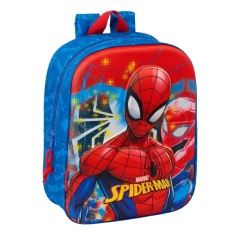 ✅ Sac à dos maternelle Safta Spider-Man 3D - Dragonne - Compartiment principal zippé - 22 x 27 x 10 cm - Bleu en stock