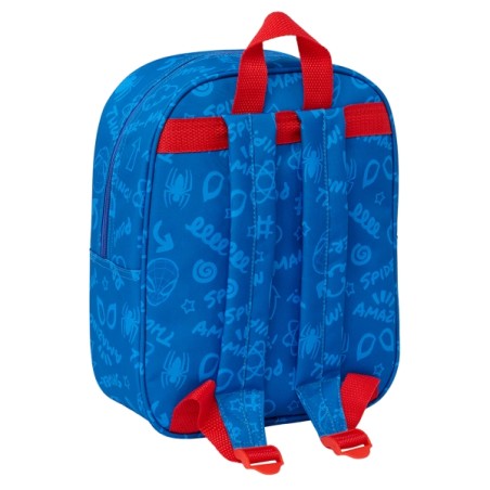 Sac à dos maternelle Safta Spider-Man 3D - Dragonne - Compartiment principal zippé - 22 x 27 x 10 cm - Bleu