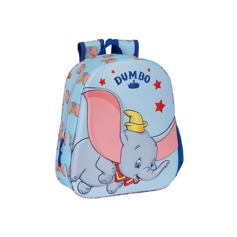 Sac à dos Safta Dumbo 3D - Dragonne - Porte-bouteille latéral - 27 x 33 x 10 cm - Bleu clair