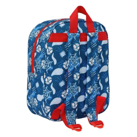 Sac à dos maternelle Safta Spidey 3D - Dragonne - Compartiment principal zippé - 22 x 27 x 10 cm - Bleu