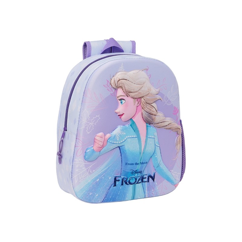 Sac à dos Safta Frozen 3D - Poignée - Porte-bouteille latéral - 27 x 33 x 10 cm - Lavande