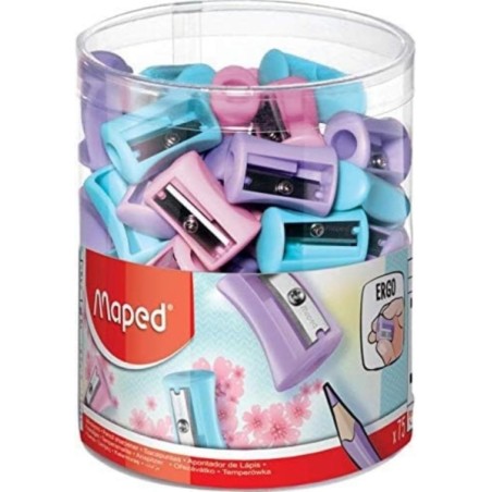 ✅ LOT de 75 Taille-crayon en plastique Maped Vivo Pastel à 1 trou - Lame en acier tranchante et durable - Coule en stock