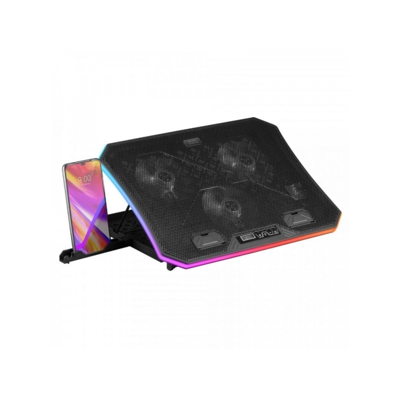 Base de Refroidissement Mars Gaming MNBC6 - Eclairage ARGB 10 Modes - Grille Métallique - Support Ergonomique 7 Positions - 3