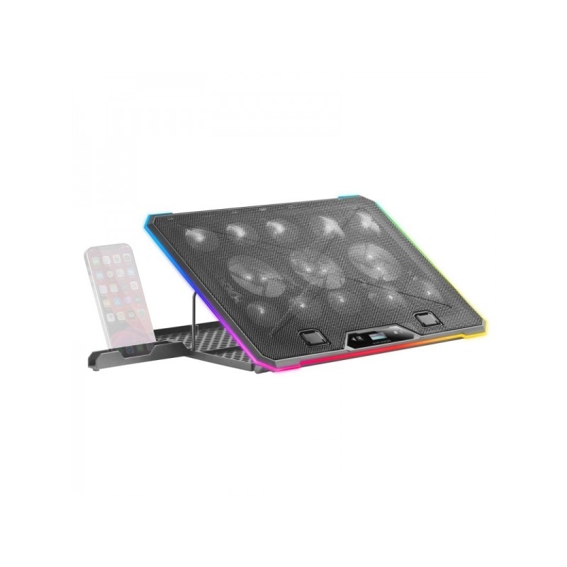 Base de Refroidissement Mars Gaming MNBC13 - 13 Ventilateurs Ultra-silencieux - Eclairage RGB Personnalisable - Écran LCD - 2