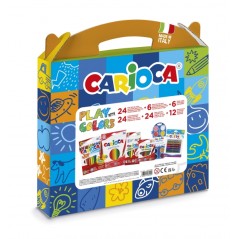 ✅ Carioca Play + Colors Pack Mallette en plastique - 18 crayons de couleur - 12 aquarelles - 6 marqueurs Jumbo M en stock