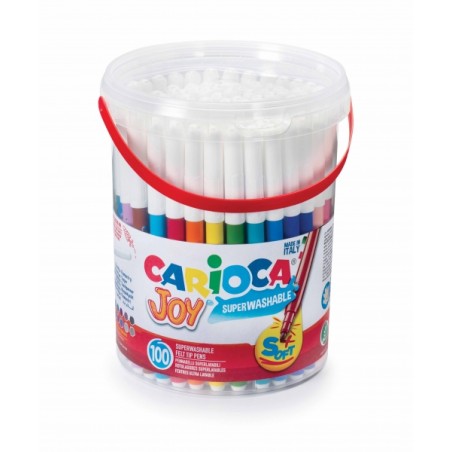✅ Carioca Joy Pack de 100 Marqueurs - Encre Super Lavable - Pointe Fine et Verrouillée 2,8 mm - Capuchon Ventil en stock