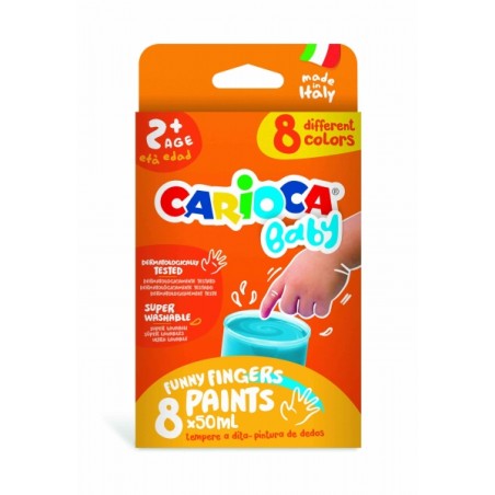 ✅ Carioca Tempera Baby Lot de 8 pots de peinture au doigt 2+ - Lavables - Non toxiques - Sans odeur - Créativit en stock