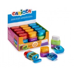 ✅ Carioca Afila-Borra Présentoir de 12 taille-crayons avec caoutchouc - Double trou - Convient pour crayons et en stock