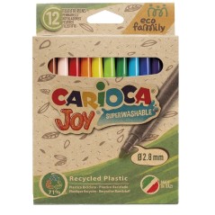 Carioca Joy Lot de 12 marqueurs à pointe fine Eco Family - Encre super lavable - Pointe fine verrouillée 2,8 mm - Capuchon