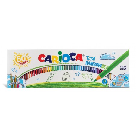 ✅ Carioca Tita Paquet de 50 Crayons en Résine - Corps Hexagonal - Couleurs Vives et Lavables - Écriture Douce en stock