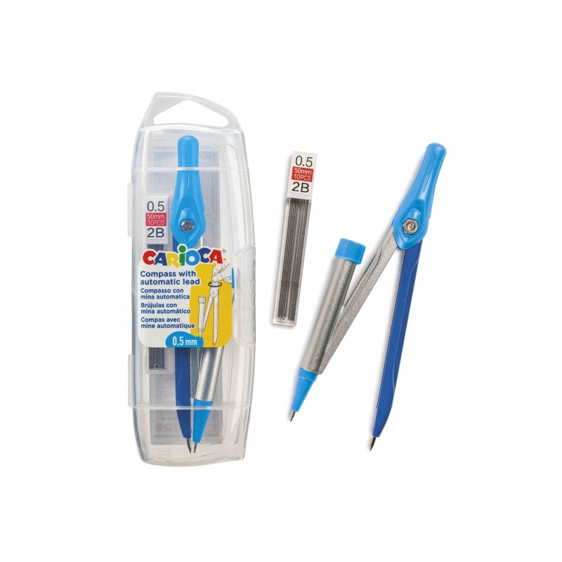 Carioca Compass Pocket Pack 0,5 mm + Recharge - Boussole réglable avec porte-mine - Kit de chargement de mine HB 0,5 - Descente