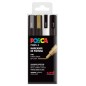 Posca PC-3M/4C Etui de 4 Marqueurs Peinture - Pointe Conique Polyester 0,9-1,3 mm - Encre à Base d'Eau - Non Permanent