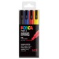 Posca PC-3M/4C Etui de 4 Marqueurs Peinture - Pointe Conique Polyester 0,9-1,3 mm - Encre à Base d'Eau - Résistant à la Lumière
