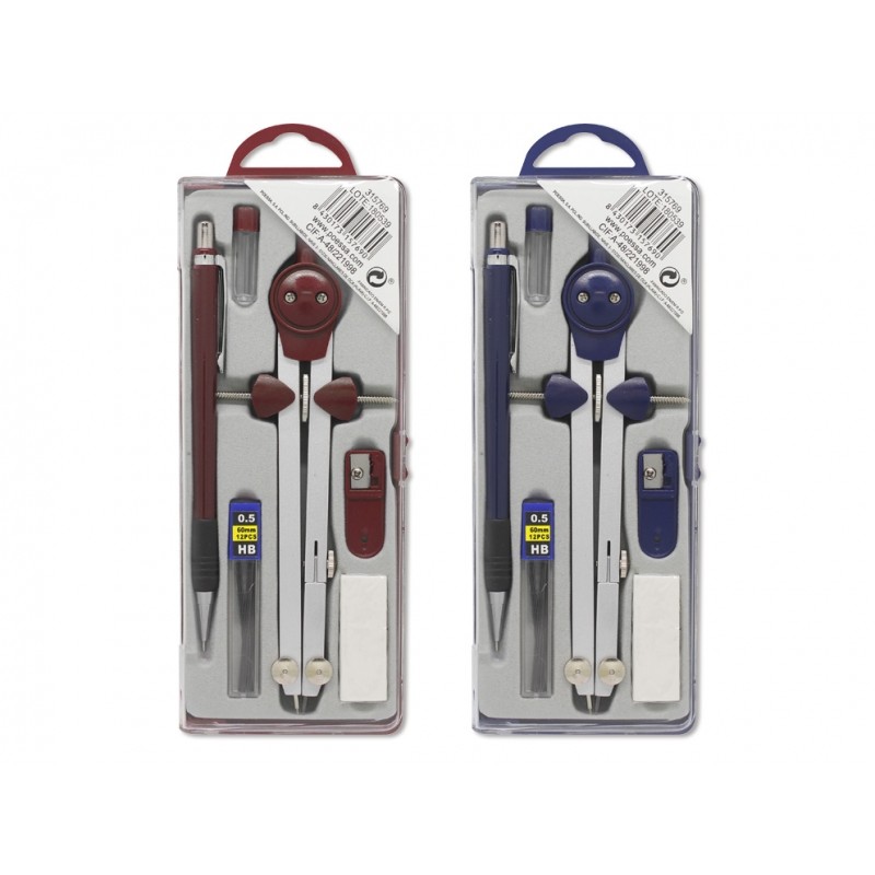 Bismark Compas micrométrique avec porte-mine – Comprend un porte-mine 0,5 avec tube de plomb – Présenté dans un étui en