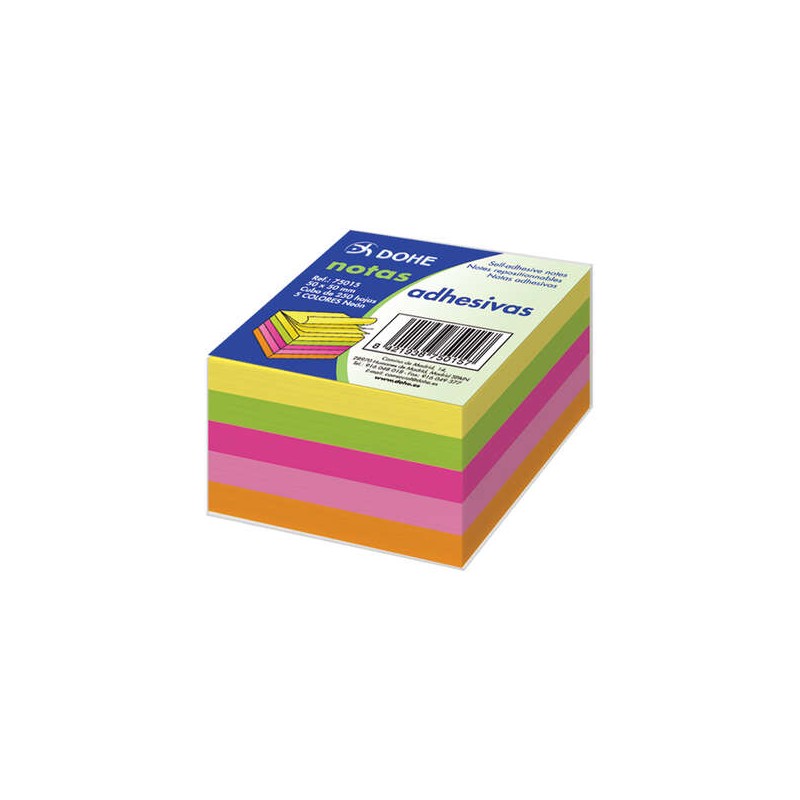 LOT de 6 Cubes de notes repositionnables Dohe - 75 mm - Cube de 250 feuilles - Papier 75gr - Idéal pour le bureau et l'école