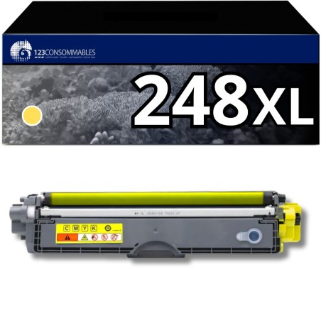 ✅ Toner compatible avec Brother TN248 XL Jaune Y couleur jaune en stock