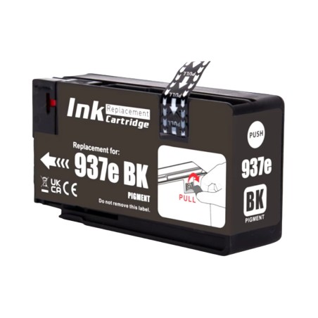 ✅ Cartouche compatible HP 937e XL noir - Remplace les modèles 4S6W9NE/4S6W5NE couleur Noir en stock