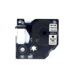 ✅ Ruban compatible Dymo D1 45010 noir sur transparent 12 mm couleur Noir/transparent en stock