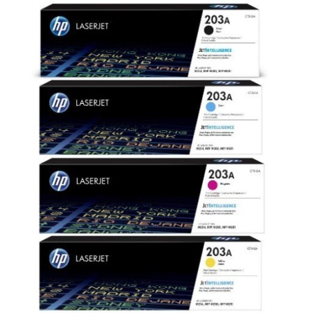 ✅ HP Pack de 4 toners HP 203A (Noir, Cyan, Magenta, Jaune) couleur pack en stock