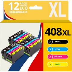 ✅ Pack compatible avec Epson 408L, 12 cartouches couleur pack en stock