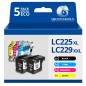 Pack compatible avec BROTHER LC225XL/LC229XXL, 5 cartouches Pack compatible avec BROTHER LC225XL/LC229XXL, 5 cartouches