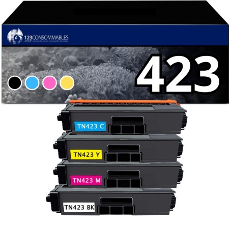 ✅ Pack 4 Toners compatibles BROTHER TN-423 couleur pack en stock