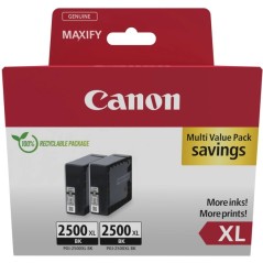 ✅ Canon PGI-2500XL Multipack de 2 cartouches d'encre noire originales - 9254B011 couleur Noir en stock