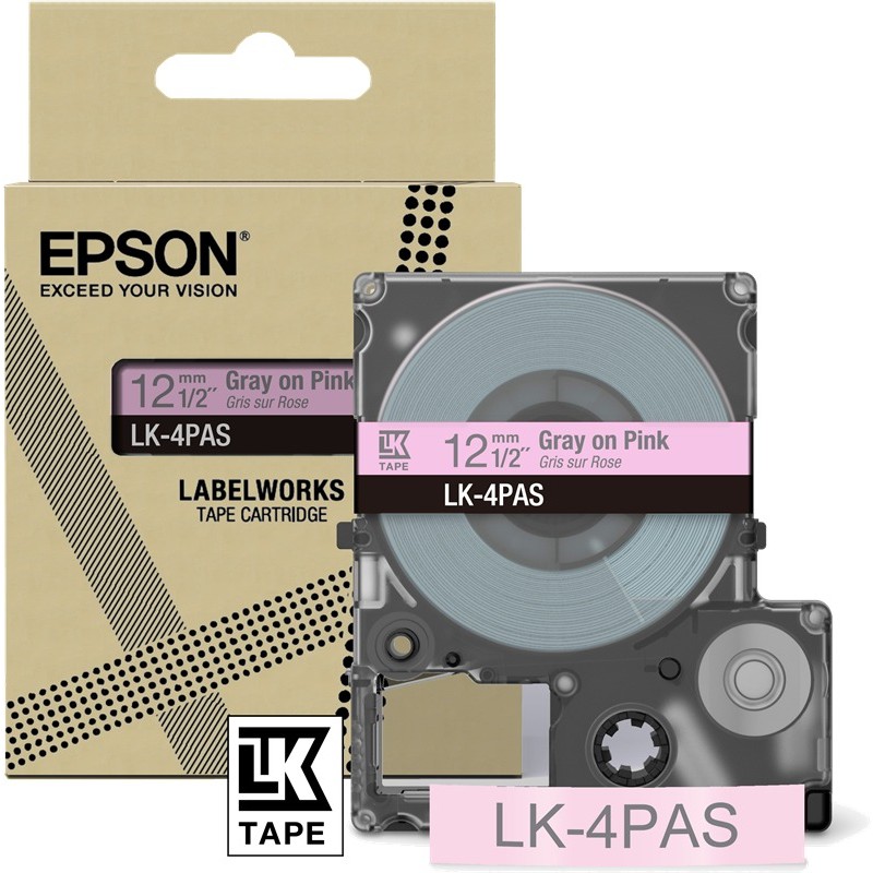 Epson Ruban LK-4PAS gris sur rose 12 mm Epson Ruban LK-4PAS gris sur rose 12 mm