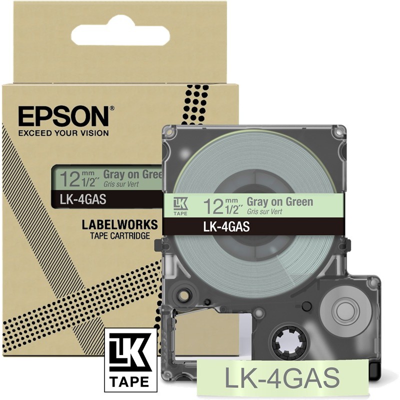 Epson Ruban LK-4GAS gris sur vert 12 mm Epson Ruban LK-4GAS gris sur vert 12 mm