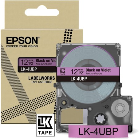 ✅ Epson Ruban LK-4UBP Noir sur Violet 12 mm en stock