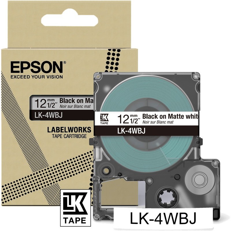Epson Ruban LK-4WBJ Noir Sur Blanc 12 mm Epson Ruban LK-4WBJ Noir Sur Blanc 12 mm