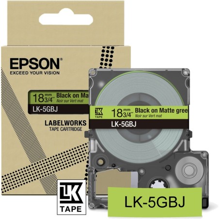 ✅ Epson Ruban LK-5GBJ Noir sur Vert 18 mm couleur Noir/vert en stock