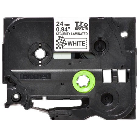 Brother TZeSE5 Original Ruban d'étiquette de sécurité laminé - Texte noir sur fond blanc - Largeur 24 mm x 8 mètres