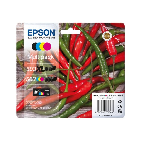 ✅ Epson 503 XL/503 Lot de 4 cartouches d'encre d'origine - C13T09R94010 couleur pack en stock