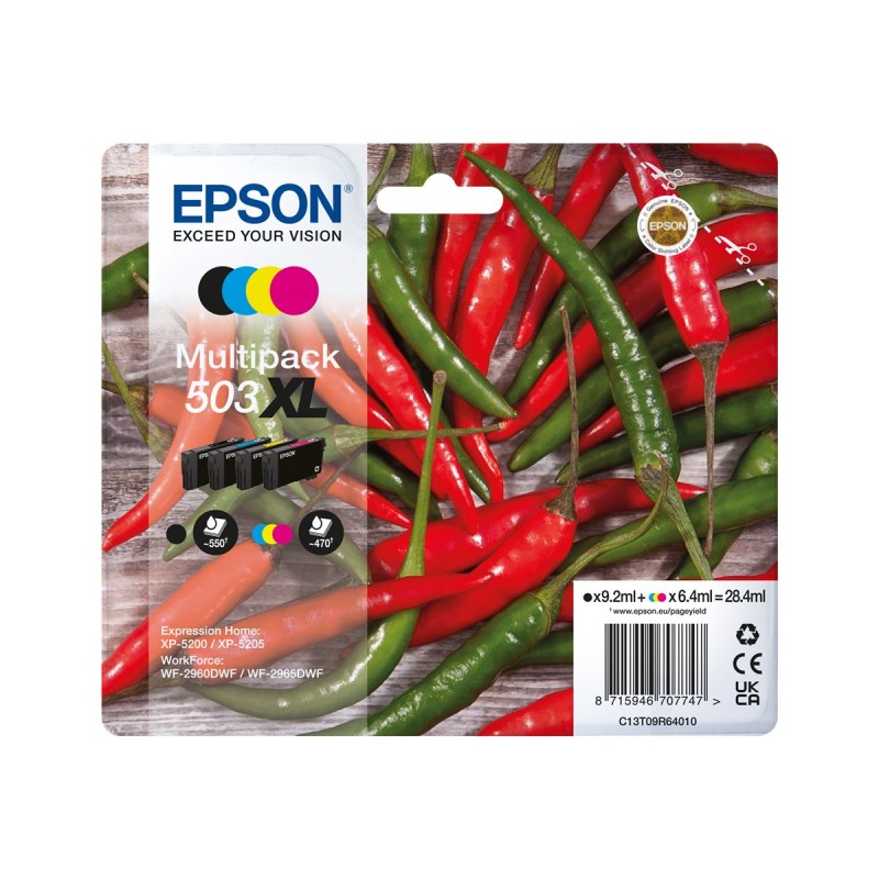 Epson 503 XL Lot de 4 cartouches d'encre d'origine - C13T09R64010 Epson 503 XL Lot de 4 cartouches d'encre d'origine - C13T09R64010