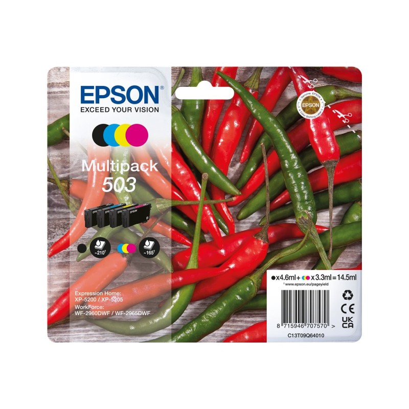 Epson 503 Lot de 4 cartouches d'encre d'origine - C13T09Q64010 Epson 503 Lot de 4 cartouches d'encre d'origine - C13T09Q64010